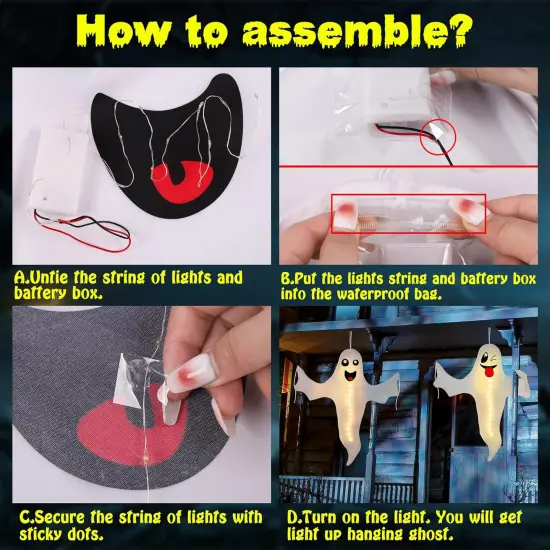 2PCS - Halloween Ghost Lighted Hanging Decoration {5}