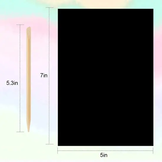 60 Pcs Rainbow Scratch Art Paper for Kids, Magic Scratch Paper Set Art and Craft Kit, Black Scratch Sheets for Party Game Activities Birthday Gifts Toys Girls Boys 3 4 5 6 7 8 9 10 Years Old {2}
