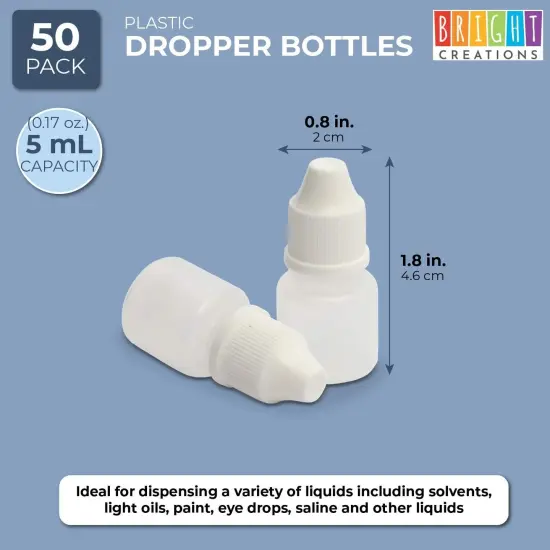 Liquid Dropper Bottles with Cap (5ml, White, 50 Pack) {2}