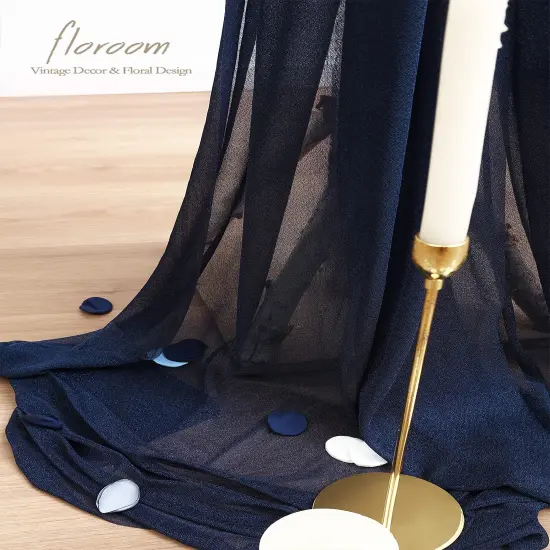 Wedding Arch Draping Fabric 2 Panels 20Ft Navy Blue Chiffon Fabric Drapes Arbor Drapery Wedding Ceremony Reception Swag Decorations {3}