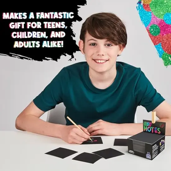 Rainbow Holographic Scratch Art Mini Notes - 150 Sheets with Wooden Stylus, Classroom Must Have, Back to School Gift, School Essentials, Teen Girl Gifts {2}