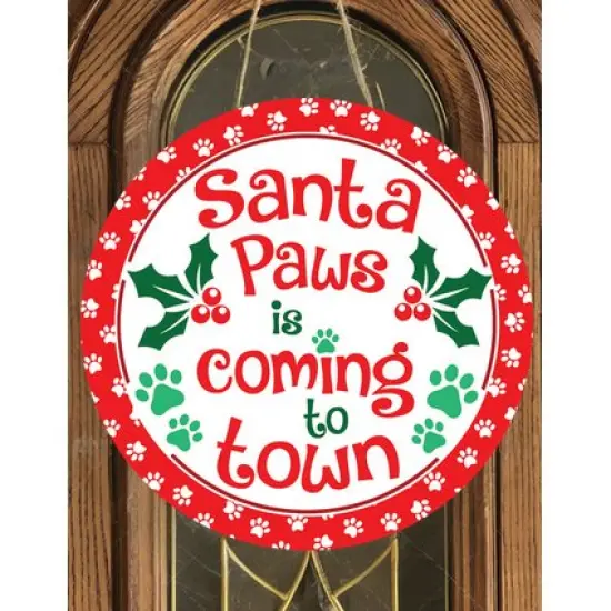 Santa Paws Christmas Round Sign {4}