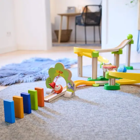 HABA Marble Run Building Set - Kullerbu Sim-Sala-Kling with Musical Effects and Domino Blocks, Ball Run Track Toy for Toddlers 2 and Up Multicolor {7}