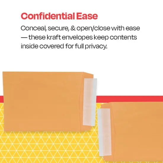 School Smart Kwik-Tak Envelopes, 10 x 13 Inches, 28 lb, Kraft Brown, Box of 100 {5}