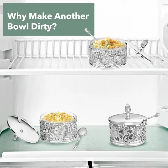 Silver Designed Honey Dish {5}