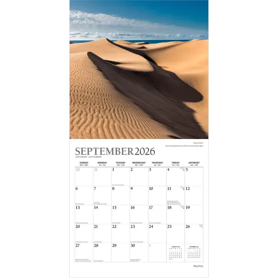 Beaches | 2026 12 x 24 Inch (Hanging) Monthly Square Wall Calendar | Foil Stamped Cover {4}