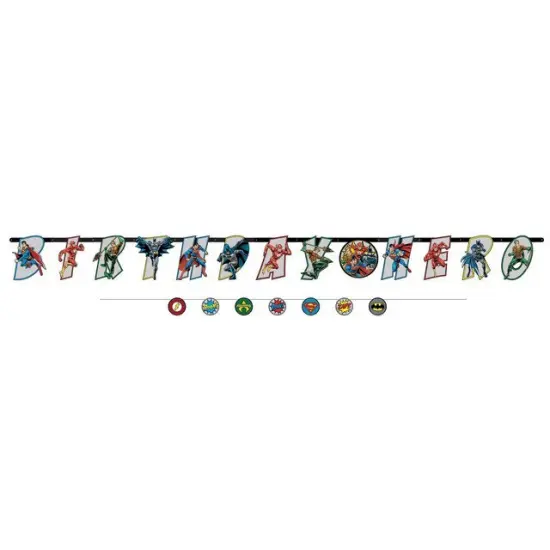 Justice League Heroes Jumbo Letter Birthday Banner - 5.57 ft x 6.5" {1}