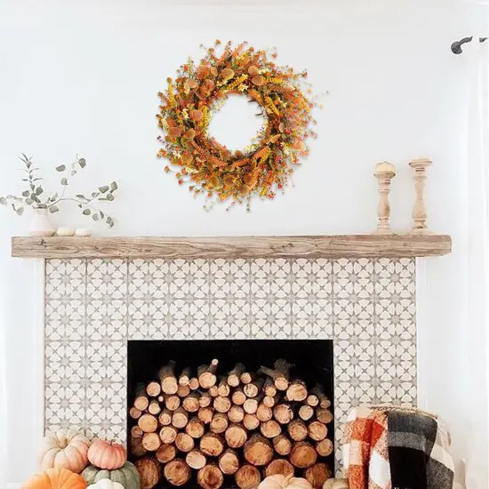 24 Inch Fall Wreath with Flowers {5}