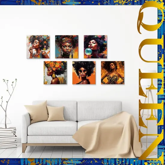 12 Pcs Pre Drawn Canvas - 8 x 8 Inch (Black Girl) {4}