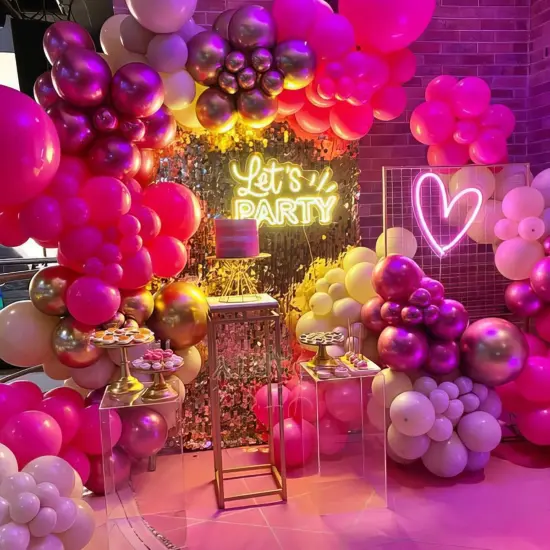 Metallic Party Helium Balloons (Hot Pink) {4}