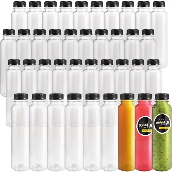40pcs 12oz Plastic Juice Bottles with Caps {1}