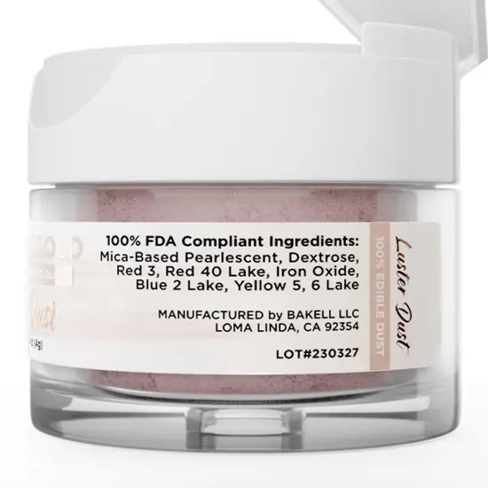 Bakell - Soft Rose Gold Luster Dust (4g, 1x Jar) Edible Vegan Dust & Paint for Baking, Desserts and Beverages {4}