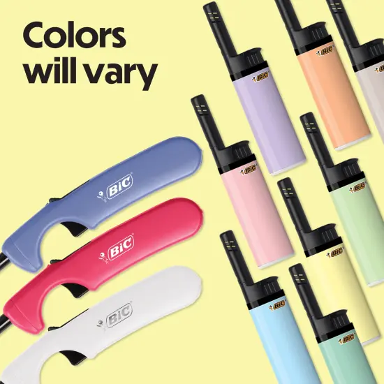 BIC Lighter Combination 2 Multi-Purpose Lighters with Long Metal Wand, Classic Collection, and 4 EZ Reach Pastel Candle Lighters, The Ultimate Lighter with Wand, Assorted Colors {3}