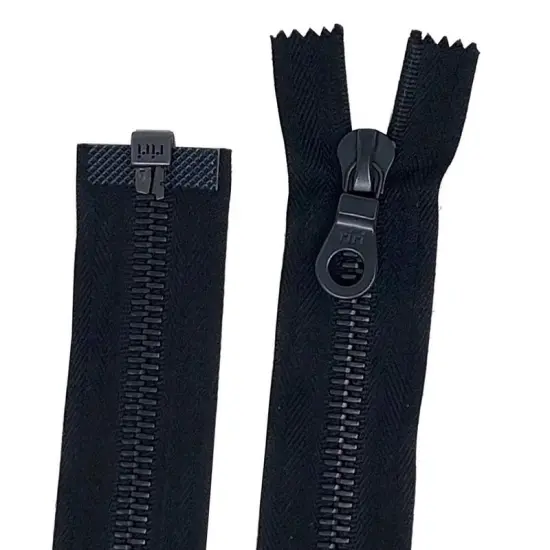 Zipper 8MM One-Way Separating Open Bottom with KTA Pull Black/Black 28" {3}