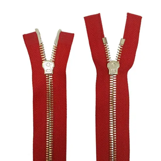 5MM or 8MM Two Way Separating Open Bottom Zipper Red Tape Brass Teeth 36" {4}