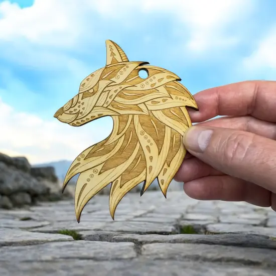Ornament - Ethnic Wolf - Raw Wood {3}