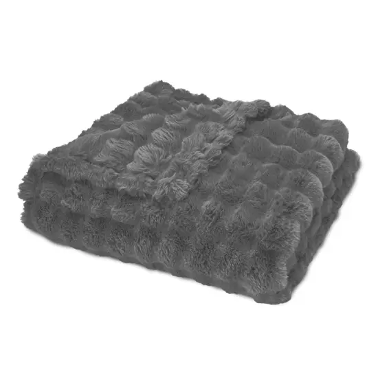 Ultra Fine Faux Fur Throw Blanket Lava Smoke 50X70 Inches {4}