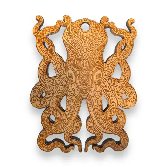 Ornament - Octopus - Raw Wood {3}