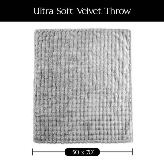 Ultra Fine Faux Fur Throw Blanket Lunar Rock 50X70 Inches {5}