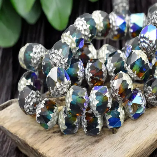 Antique Silver Washed Caribbean Dream AB Cathedral Beads - Choose Your Size {6}