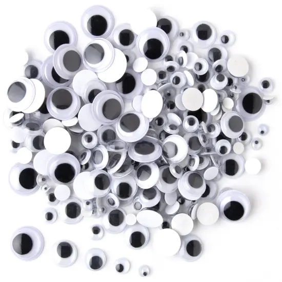 CousinDIY Paste-On Wiggle Eyes 5mm To 15mm 200/Pkg-Black {4}
