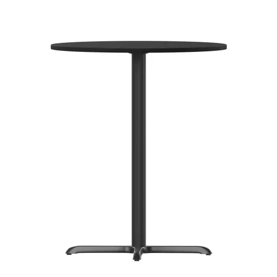 Emma and Oliver 30" Round Laminate Table Top with 22"x22" Bar Height Table Base Black {5}