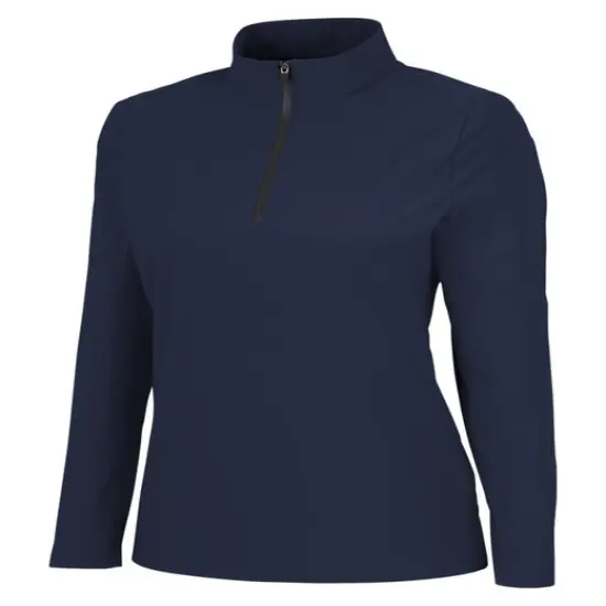 Devon & Jones&reg; Crown Lux Performance Ladies Windsor Welded Quarter-Zip NAVY {1}