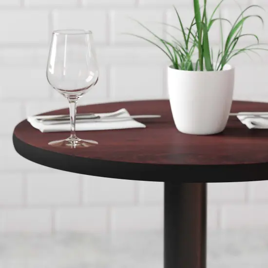 Emma and Oliver 24" Round Table Top with Reversible Laminate Top Mahogany {6}