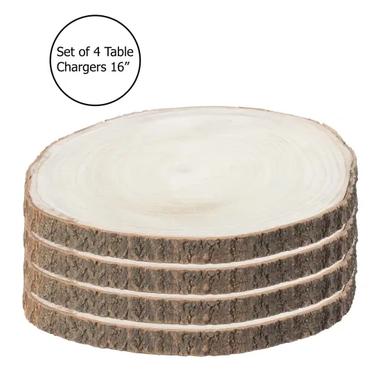 Barky Natural Wood Slabs Rustic Ornament Slice Tray Table Charger set of 4 {10}