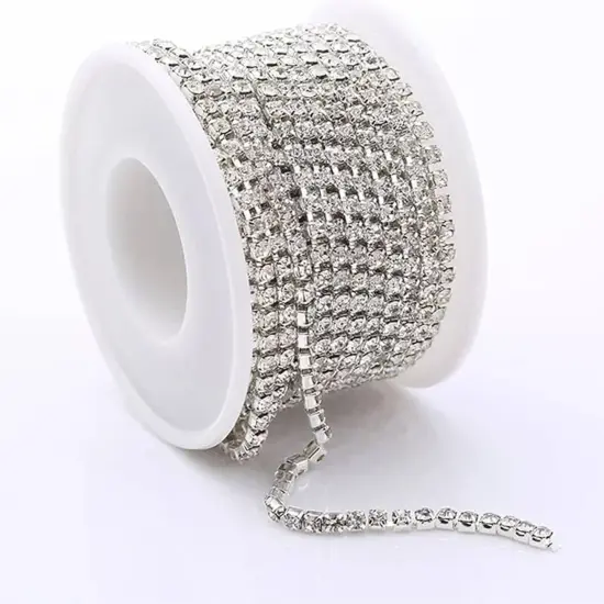Glamorous Rhinestone Chains Silver Gold 5 Yard Roll {4}