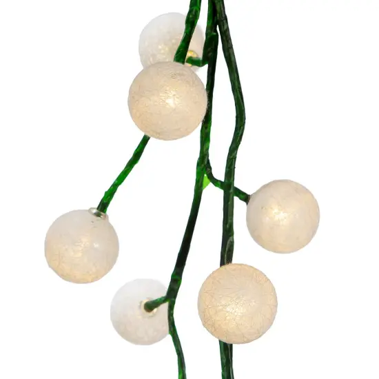 Kurt Adler 6-Foot Green Garland with 48 Warm White LED Lights and White Ball {3}