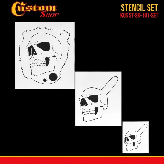 Custom Shop Airbrush Stencil Skull Design Set #1 (3 Different Scale Sizes) - 3 Laser Cut Reusable Templates {2}