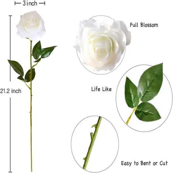 2Pcs White Roses Artificial Flowers Bouquet {2}