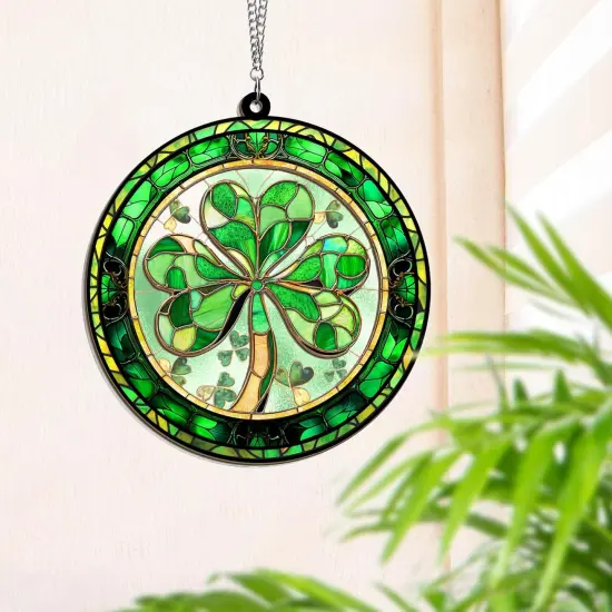 St Patricks Day Decorations - Irish Gifts for Women Men Friends Family, Shamrock Decorations, St Patricks Day Accessories - Double Layered Hanging Suncatcher {3}
