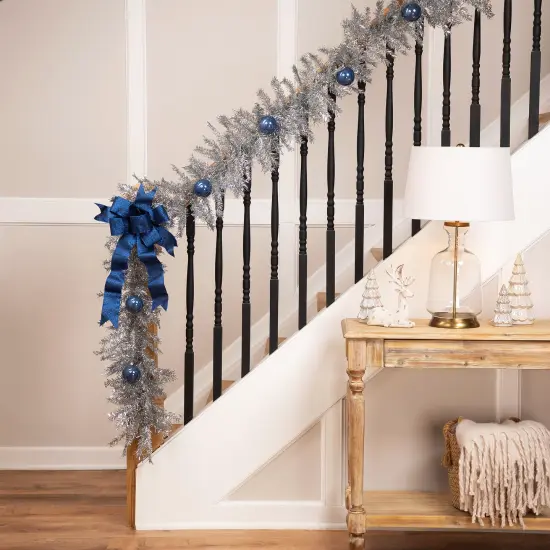 Northlight Metallic Tinsel Artificial Christmas Garland - 9' x 12" - Silver - Unlit {1}