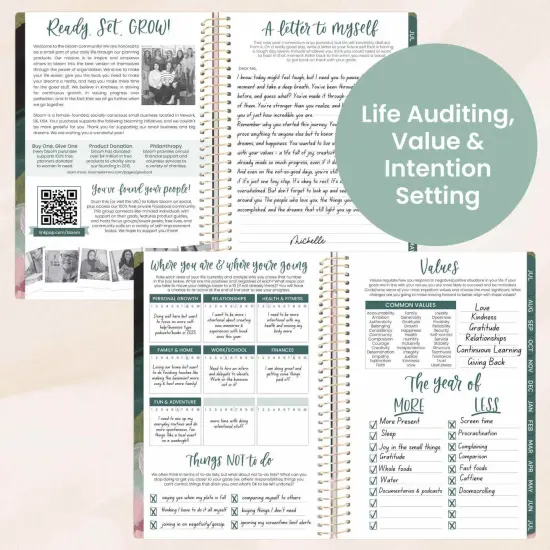 bloom daily planners 2025-26 Academic Planner, Soft Cover, 5.5" x 8.25", Emerald Paint Strokes {6}