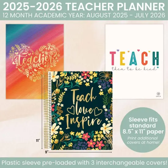 bloom daily planners DATED 2025-26 Academic Teacher Planner & Calendar, Interchangeable Cover, Bold & Bright {3}