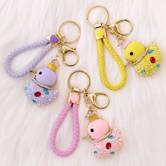 Wrapables Glamorous Crystal Rhinestone Ducky Keychain, Pendant Bag Charm, Purple {3}