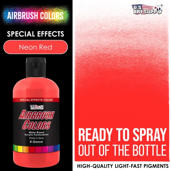 Neon Red, Fluorescent Special Effects Acrylic Airbrush Paint, 8 oz. {2}