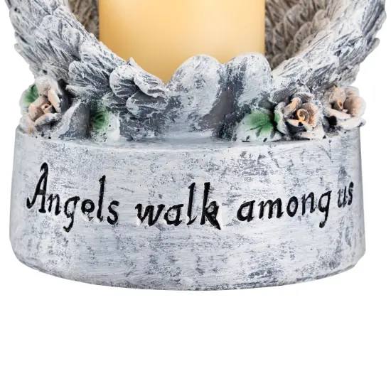 Northlight Heavenly Wings Angels Walk Among Us Flameless Candle Holder - 8" Gray {7}