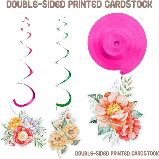 24Pcs Wildflower Party Hanging Swirls, Wildflower Theme Birthday Decorations, Spring Wildflower Butterfly Ceiling Swirls, Flower Banner Garland Hanging Decorations for Party {2}