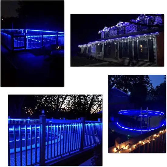 100Ft Blue LED Rope Lights, Outdoor String Lights Waterproof Decorative Lighting for Indoor/Outdoor, Camper Lights for Outside, Deck, Patio, Eaves, Backyards Garden, Christmas Decorations {4}