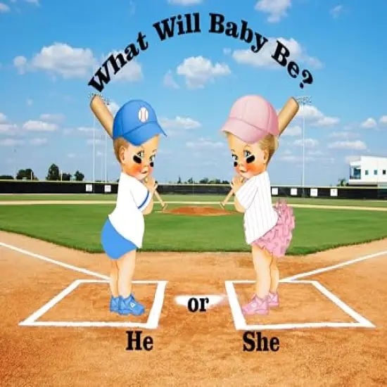 Baseball Gender Reveal reveal edible cake topper you select the Babies and size {1}