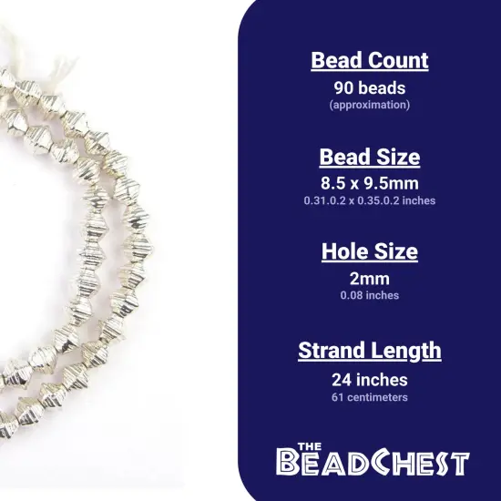 The Bead Chest Striped Silver Bicone Beads {3}