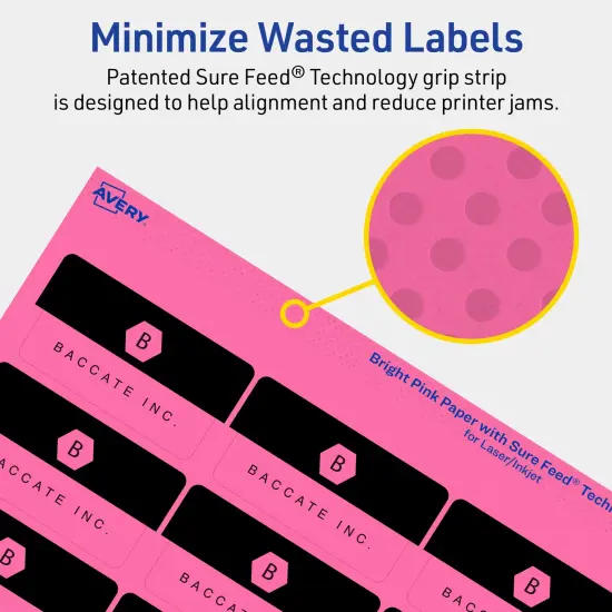 Avery Bright Pink Paper Labels, 1-1/4" x 2-3/8" Rectangle {4}