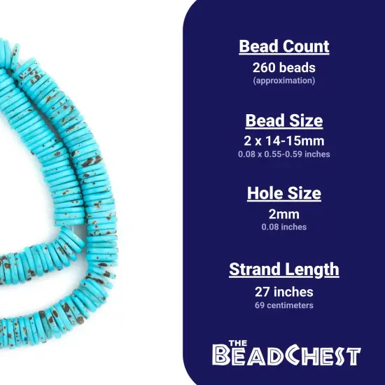 The Bead Chest 14mm Turquoise Bone Button Beads: Nepal Flat Round Disk Heishi Beads for DIY Necklace Jewelry Making {5}