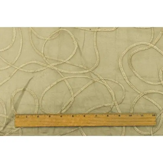 Ecru Beige/Sand Swirl Embroidered Semi-Sheer Drapery Fabric By the Yard {2}