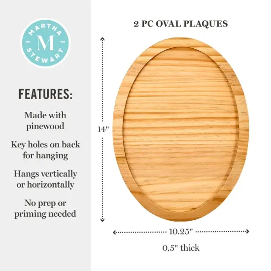 Martha Stewart&trade; 10" x 14" Hardwood Oval Plaques - 2 pc. - 68535 {2}