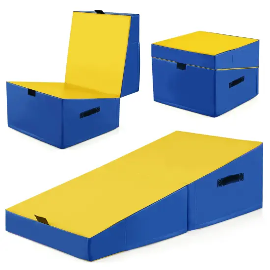 Folding Portable Incline Yoga Gymnastics Tumbling Mat Suitable for Gymnastics Room or Kindergarten Yellow {7}