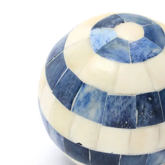 Decorative White and Blue Wooden Ball &ndash; Stylish Accent for Home D&eacute;cor {4}
